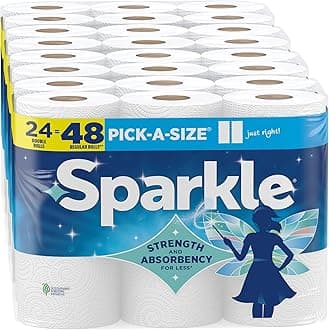 Sparkle Pick-A-Size Paper Towels, 24 Double Rolls (2,640 Sheets Total) - Strong 2-Ply Towels for Kitchen Cleanup and Everyday Messes
