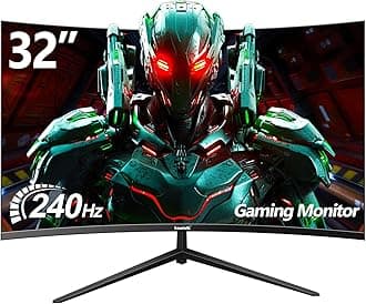 Gawfolk32 Inch Curved Gaming Monitor 240Hz, 1800R PC Monitor Full HD 1080P, Frameless Computer Dispaly with Freesync and Eye Care Technology, Wall Mountable