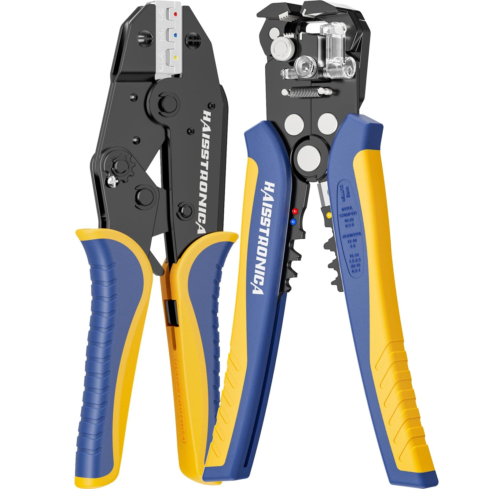 haisstronica Wire Stripper and Wire Crimping Tool Set, Crimp Tool for 0,25-6mm²(AWG 24-10), Automatic Cable Stripper for 0,5-6mm²(AWG 22-10), Crimper for Heat Shrink Connectors/Terminals