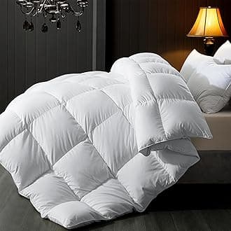 ELNIDO QUEEN® Feather Comforter King Size, Filled with Feather and Downfiber, Luxurious Fluffy Hotel Style White Bedding Comforter, 100% Cotton Duvet Insert Medium Warmth for All Season, 106x90 Inch