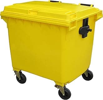 Yellow 1100 ltr 4 Wheel Wheelie Bin - Large Size 4-Wheel Wheelie Bin - Tough & Durable - For All Your Outdoor Rubbish & Recycling - EN840 Certified & Tested