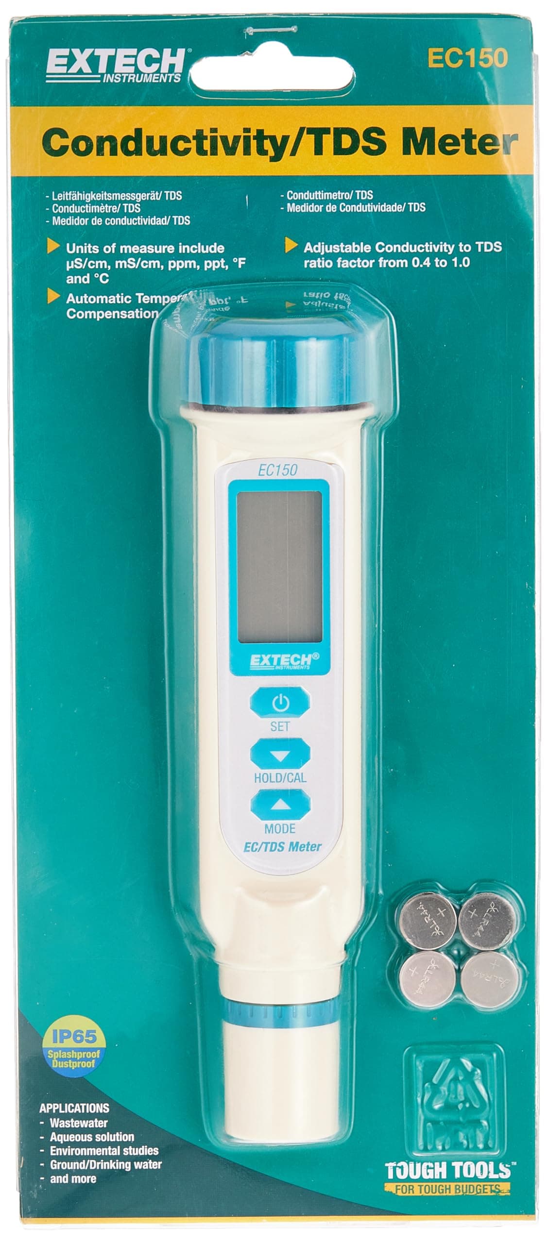 EC210 - Compact Conductivity/TDS Meter – Handheld Water Quality Tester with Temperature Compensation