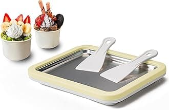 JoyMech Ice Cream Roll Maker Rolled Ice Cream Machine, Sweet Spot Pan, Instant Cold Plate, Ideal for Making Rolled Ice Cream Soft Serve Slushies Frozen Yogurt Sorbet and Gelato (Yellow)