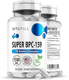 Super BPC 159 1500 MG - High Potency Formula for Active Support Dietary Supplement - Non-GMO, Gluten-Free- 60 Capsules, Made in USA