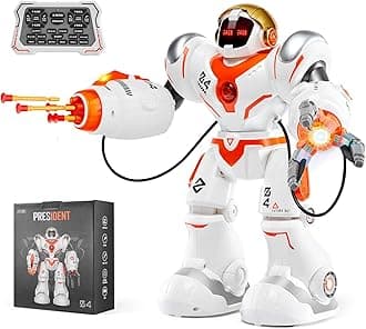 RC Robot Toys for Kids, Battle Mode Programmable Remote Control Smart Robot with Bullets, Interactive Walking Dancing Robot for Age 3+ Year Old Boys Girls Birthday Gift Present