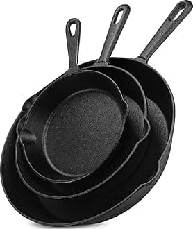 Utopia Kitchen Pre-Seasoned Cast Iron Skillet Set 3-Piece - 6 Inch, 8 Inch and 10 Inch