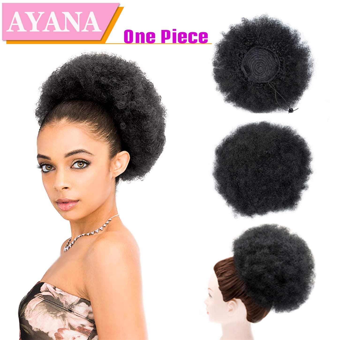 11 inch Ponytail Drawstring Puff Short Afro Kinky Curly Wrap Afro Drawstring Ponytail Synthetic Curly Hair Ponytail Pieces Hair Extensions (11INCH, 1#)