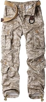 Men's Camo Cargo Work Pants Cotton Military Army Casual Tactical Wild Combat Pants with 8 Pockets