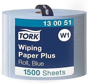 Tork130051 Wiping Paper Plus / 2 Ply Absorbent QuickDry Paper Roll Suitable for Tork W1 Wipers Wall/Floor/Standard System / Blue / 1 x 510m / Ø 39cm