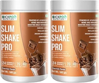 Slim Shake Pro Protein Powder-Meal Replacement Shake For Weight Control & Management-Sugar Free,Healthy,(7g Protien 4G fiber 24 Vitamins&Minerals) For Men & Women (Chocolate 2 Pack)