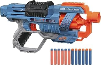 NERF Elite 2.0 Commander RD-6 Dart Blaster, 12 Elite Darts, 6-Dart Rotating Drum, Blasters, Kids Outdoor Toys for 8 Year Old Boys & Girls and Up