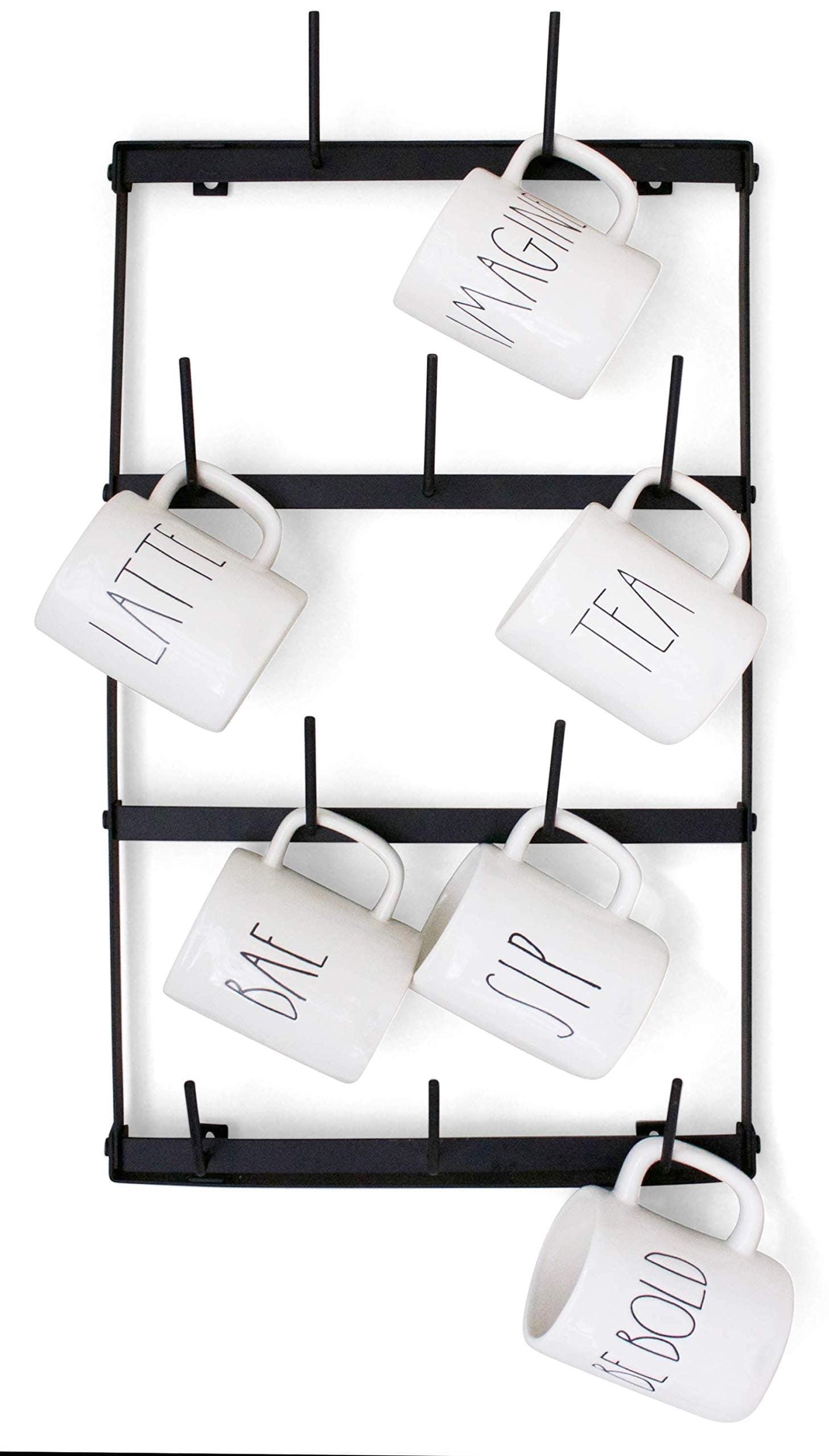 Claimed Corner Mug Rack with Sturdy Steel Frame, Matte Black Finish, Removable Rubber Caps, Wall Mounted (Mini ‎14" x 24")