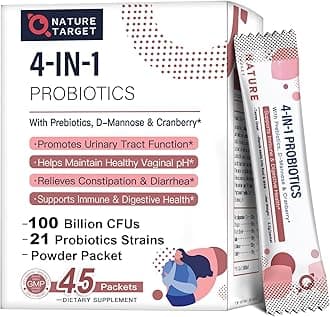 Probiotics-for-Women Prebiotics-and-Probiotics-Powder, 100-Billion-CFUs 45-Day-Supply, Women's-Probiotic with D-Mannose and Cranberry for Urinary Tract/Gut/Digestive Health