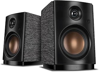 HiVi-Swans OS-10 HiFi Stereo Speakers, Bluetooth 5.0 Active Computer Bookshelf Speakers - 4'' Dynamic Woofer, Powered Desk Speakers 62w RMS with Touch Control for PC/Phone/TV - Black