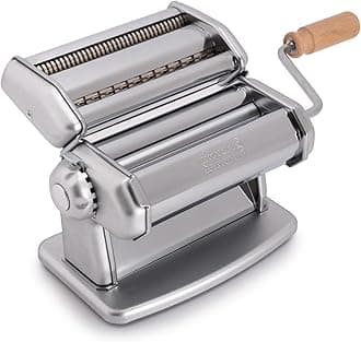Imperia IPASTA Classica Pasta Machine 100% Made in Italy. Fresh pasta machine in steel. Manual dough sheet with crank. Create a sheet for Lasagne, Tagliolini, Fettuccine (Silver)