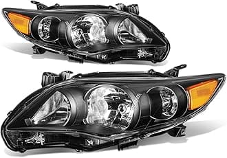 Auto DynastyPair of Black Housing Amber Corner Headlights Assembly Lamps Compatible with Toyota Corolla Sedan 11-13