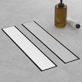Linear Shower Drain, 12 Inch Brushed Nickle 304 Stainless Steel Shower Drain with Tile Insert Panels, Long Rectangle Shower Floor Drain with Adjustable Feet, Hair Catcher, Fits Bathroom, Balcony