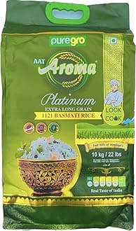 Puregro Basmati Rice 10kg | Platinum Extra Long Grain Basmati | Aroma | 1121 Basmati | Real Taste of Basmati | Premium Quality.