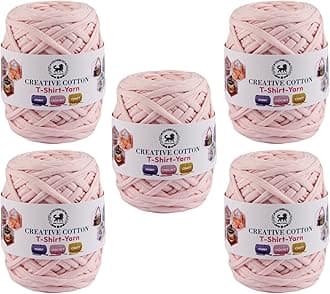 NESTNHAVEN Creative Cotton T-Shirt Yarn Carpet, Knitting Yarn for Hand Knitting DIY Bags, Baskets, Blanket, Cushion Crocheting Projects 200 GMS (Baby Pink) | (500 Gm)