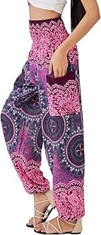 Joob Joob Boho Pants for Women - Hippie Harem Pants Women - Womens Yoga Pants – Comfy Bohemian Flowy Hippie Clothes