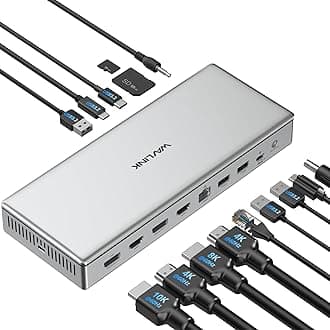 WAVLINK DL7400 USB C DisplayLink Premium Docking Station, 2xHDMI and 2xDisplayPort, Single 10K@60Hz, Dual 8K@60Hz, Quad 4K for M1/M2/M3 Mac & Windows,100W Charging, 2.5G LAN, USB 3.2-A/C