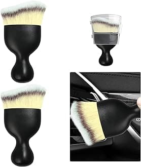 Ziciner Car Detailing Brush, Curved Soft Bristles Auto Removal Dust Collectors, Universal Vehicle Dashboard, Air Conditioner Vents, Computer etc Interior Cleaning Tool Accessory (Beige, 2Pcs)