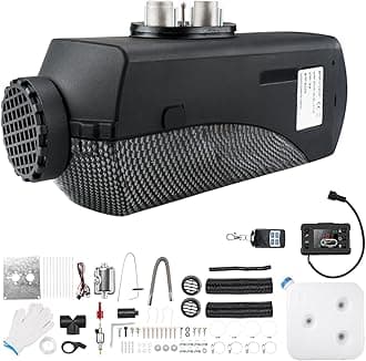 KAX5KW 12V Diesel Air Heater, Split Type Single Hole Parking Heating w/LCD Switch Monitor Display Remote Control Car Heater for Car Trucks Bus RV and Trailer Black