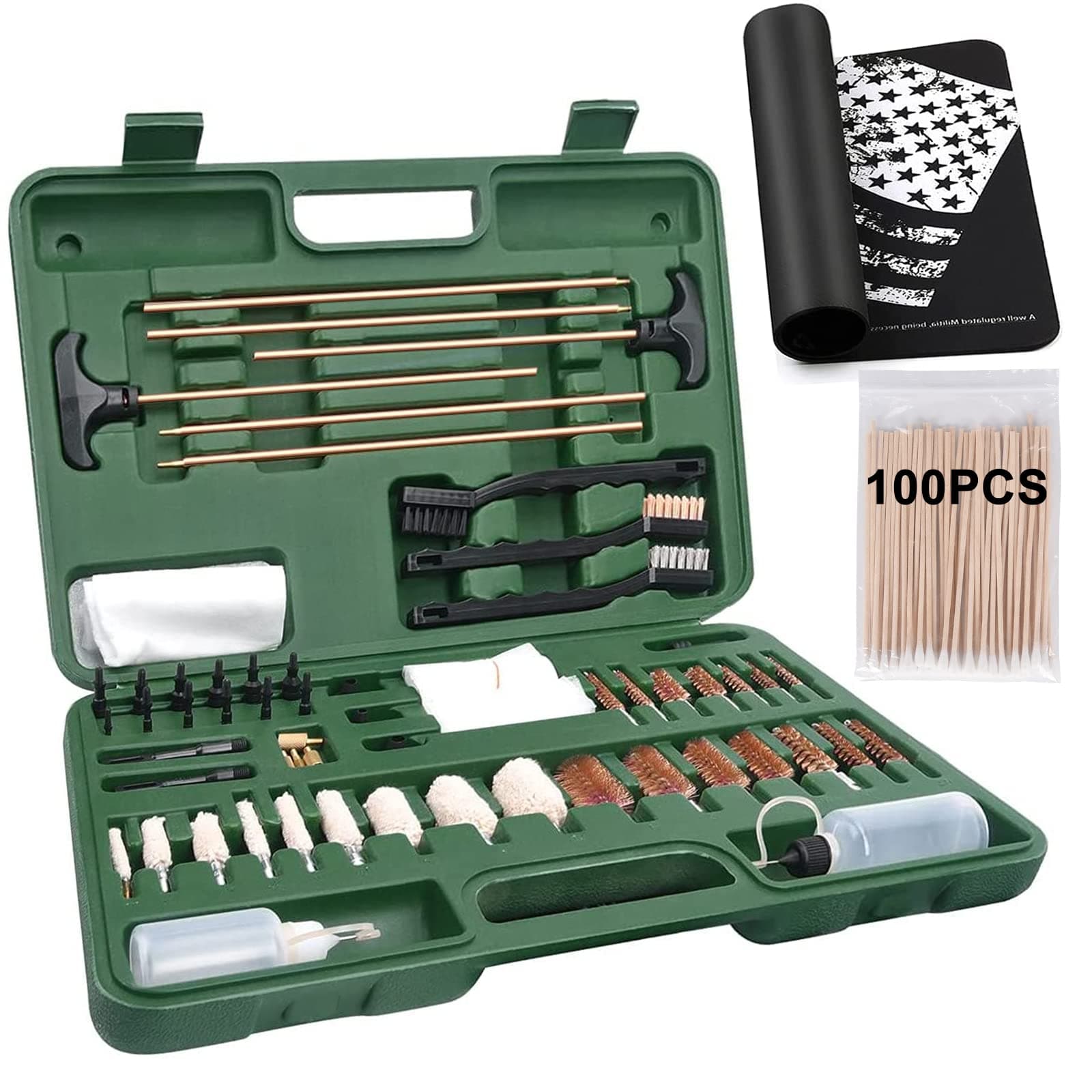 iunio Gun Cleaning Kit, Universal Gun Cleaning Kit for All Caliber Shotgun Pistol Rifle Cleaning Kit with Mat Portable Case