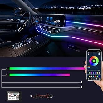 Dreamcolor Acrylic Interior Car Lights, WEBUPAR Car Accessories 2 in 1 Car LED Strip Lights with APP Control and 213 Modes, Car Center Console Fiber Optic Lights, RGB Neon Car Lighting