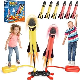 DejaNard Double Player Rocket Toy Launcher, Outdoor Granden Toys for 4 5 6 7 8 9 Year Old Boys Kids Outdoor Game Birthday Gifts for 3-12 Year Olds
