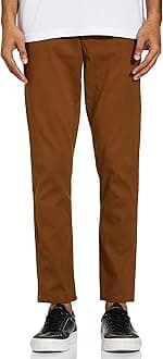 The Indian Garage Co Men Slim Fit Solid Mid-Rise Stretchable Chinos Tan