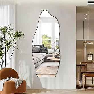 POZINO Irregular Mirror, 47"x20" Large Asymmetrical Mirrors, Funky Frameless Mirror Decor, Odd Shaped Mirrors for Bathroom Living Room Bedroom Entryway