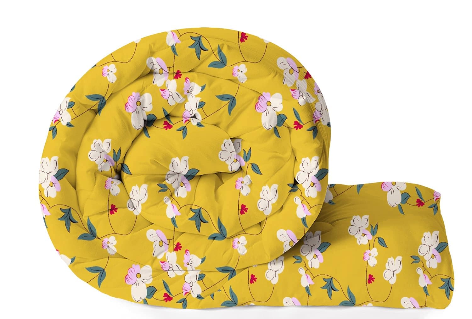 BSB HOME 220 GSM Reversible Microfiber AC Comforter/Duvets for Mild Winter | All Season King Size 3 Layered Quilted Blanket for Double Bed (220 cm x 240 cm, Floral, Yellow & Green)