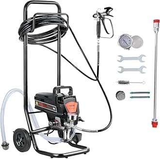 VEVOR Stand Airless Paint Sprayer with Cart, 950W 3000PSI High Efficiency Electric Airless Sprayer, Fine and Even Painting Effect, Paint Sprayers for Home Interior and Exterior Furniture and Fences