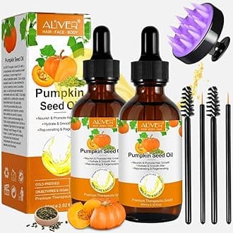 NIKITA.VIVI - 2Pcs Organic Pumpkin Seed Oil with Hair Massager (2x60ml) | 100% Pure Natural Organic Pumpkin Seed Oil Serum for Hair Growth | Pumpkin Seed Oil for Skin, Face, Hair Care, Nourishes Scalp
