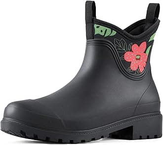 Ankle Rain Boots Women Waterproof Garden Boot Comfort Lined Rubber Mud Chore Booties Slip on Chelsea Rain Footwear