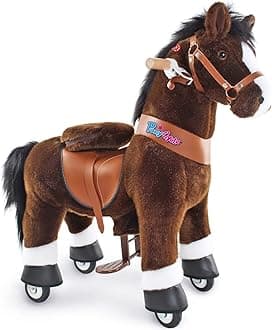 PonyCycle Ride on Horse for Kids Riding Horse Pony Toys No Battery Required (30" Height/Size 3) Giddy up Rocking Horse Classic Model U with Brake Plush Animal Indoor & Outdoor Chocolate Brown Ux321