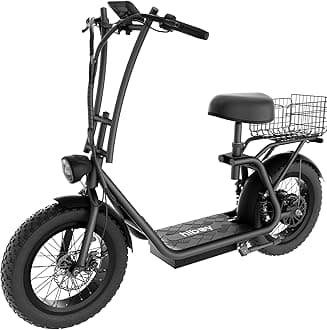 Electric Scooter for Adults with Seat & Basket, 810W Motor, 25MPH, 34mi Range, 16" All-Terrain Tires (Snow/Mud), Dual Disc Brakes, UL2272 - 3-in-1 Commuter/Shopping/Off-Road E-scooter