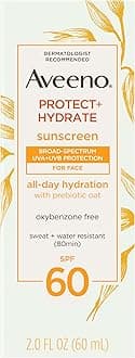 Protect + Hydrate Face Sunscreen, SPF 60 Broad Spectrum, for Sensitive Skin, Travel Size, Water Resistant (80 minutes), Paraben, Oxybenzone & Oil Free, 2 fl oz