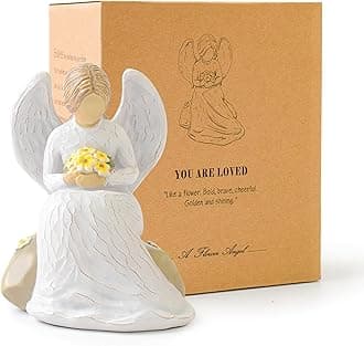 Guardian Angel Statues and Figurines, Praying Angel Figurines for Women, Resin Angeles Decorativos Hand-Painted Collectible Sculpture, Ornaments Mom Birthday Gifts