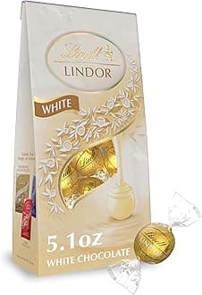 LINDOR White Chocolate Candy Truffles, Valentine's Day Chocolate, 5.1 oz. Bag (6 Pack)