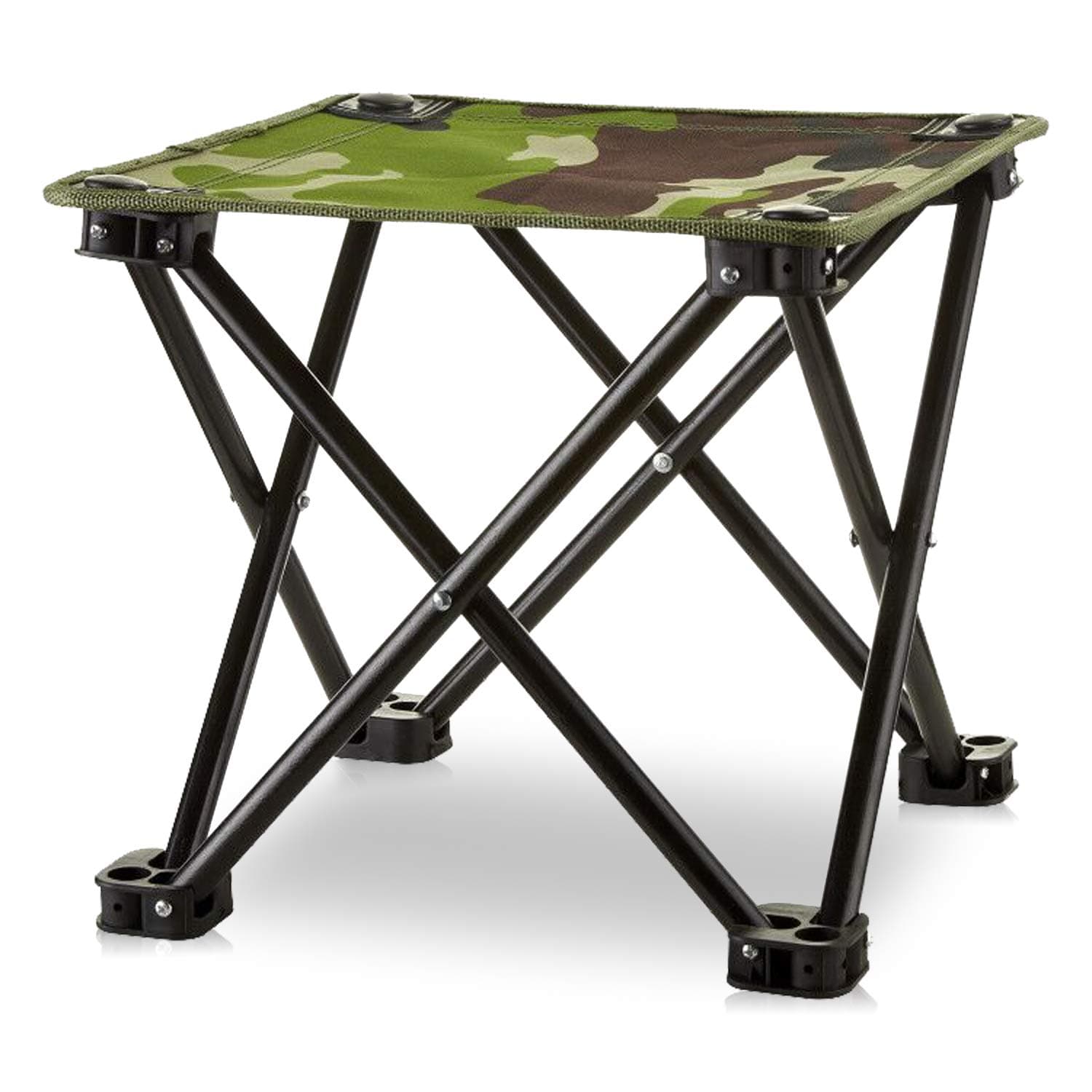 Camping Stool Portable Folding Stool Mini Portable Chair for Beach, Picnic Party, Camping, Barbecue, Fishing, Hiking, 600D Oxford Cloth with Portable Bag (Blue Camo)