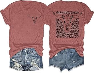 Anbech Women Summer Tops Western Graphic Short Sleeve T-Shirts Casual Cute Tees 2026 Cowgirls Shirts