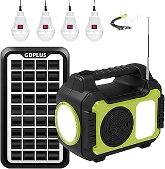 Solar Generator - Portable Generator Power Station 13000mAh for Emergency Power Supply, Solar Powered Generator with Panels Included,Power Generator With Radio&4 LED Bulbs for Camping Home