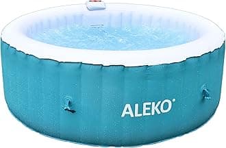 Inflatable Hot Tub Spa | Personal High Powered Jetted Bubble | with Fitted Cover and 3 Filters | 210 Gallon | 4 Person Round | Blue/White | HTIR4GRW