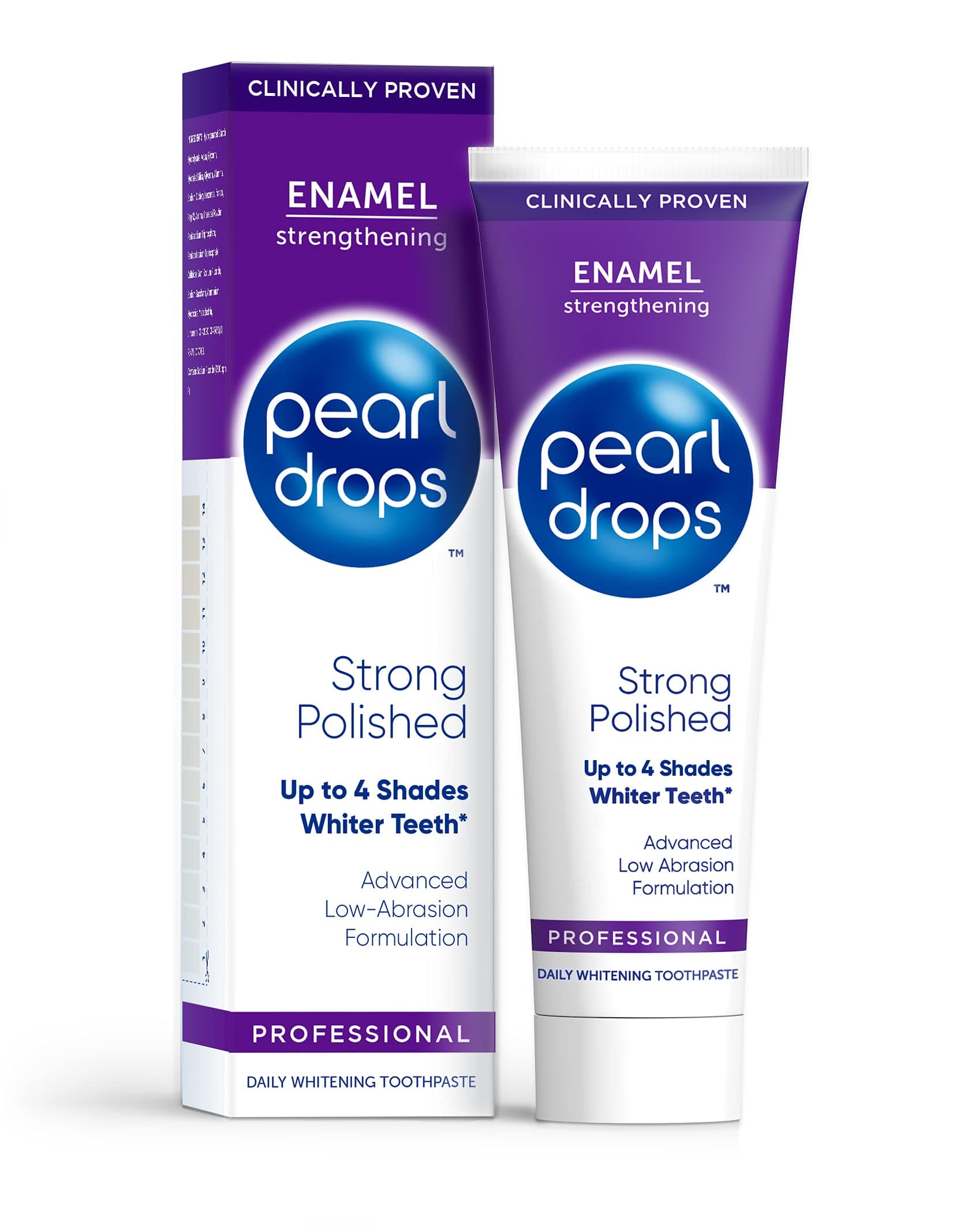 Strong White Toothpaste, Polished Mint Flavour, Clinically Proven Whitening, Low Abrasion, Daily Use Formula, 75ml