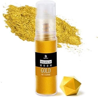 Edible Glitter Spray - 10g Luster Dust Edible Food Grade Coloring Glitter Shimmer Dust Powder, Metallic Color Dusting Powder for Cake Decorating, Baking, Drinks, Fondant, Candy, Cookie (Gold)