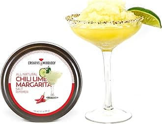 Glass Cocktail Rimmer for Martinis & Margaritas - Drink Rimmer- Gluten Free Non-GMO No MSG All Natural Brand - Rim Sugar or Salt for Cocktails (Chili Lime Salt)