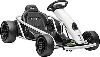 Aosom 24V 8.1 MPH Electric Go Kart, Drifting Car Battery Powered Ride on Toy Outdoor with Slow Start, Music, Horn Honking and Safety Belt, for 8-12 Years Old, White