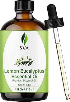 SVA Lemon Eucalyptus Essential Oil – 4 Fl Oz – 100% Natural Citriodora Oil - for Diffuser, Hair Care, Face, Skin Care, Aromatherapy, Scalp and Body Massage, Soap and Candle Making – with Dropper